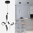 Modern 5500K Black LED Pendant Light Adjustable Height Kitchen Island Lamp