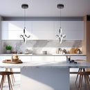 Modern 5500K Black LED Pendant Light Adjustable Height Kitchen Island Lamp