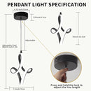 Modern 5500K Black LED Pendant Light Adjustable Height Kitchen Island Lamp