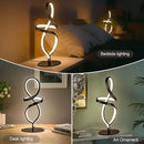 Modern 12W Black Spiral LED Table Lamp, Dimmable Nightstand Desk Light Home