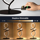 Modern 12W Black Spiral LED Table Lamp, Dimmable Nightstand Desk Light Home