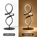 Modern 12W Black Spiral LED Table Lamp, Dimmable Nightstand Desk Light Home