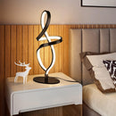 Modern 12W Black Spiral LED Table Lamp, Dimmable Nightstand Desk Light Home
