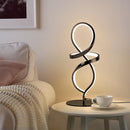 Modern 12W Black Spiral LED Table Lamp, Dimmable Nightstand Desk Light Home